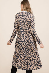 Leopard V-Neck Long Sleeve Cardigan Regular and Plus Sizes